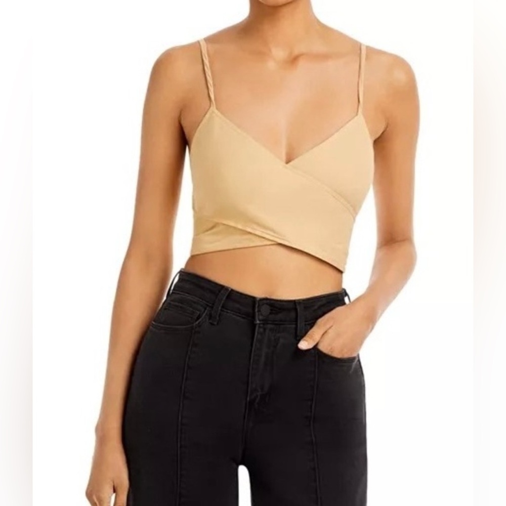 Derek Lam 10 Crosby Gianna Wrap Bustier Crop Top Women 2 Tan Linen Strappy Tank
